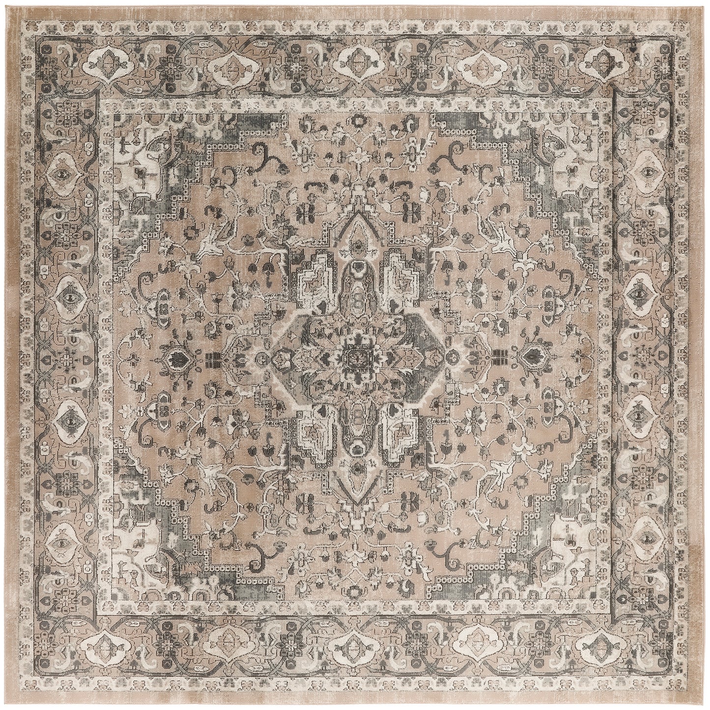 Nourison Home Quarry QUA05 Beige Grey Transitional Power-loomed Rugs