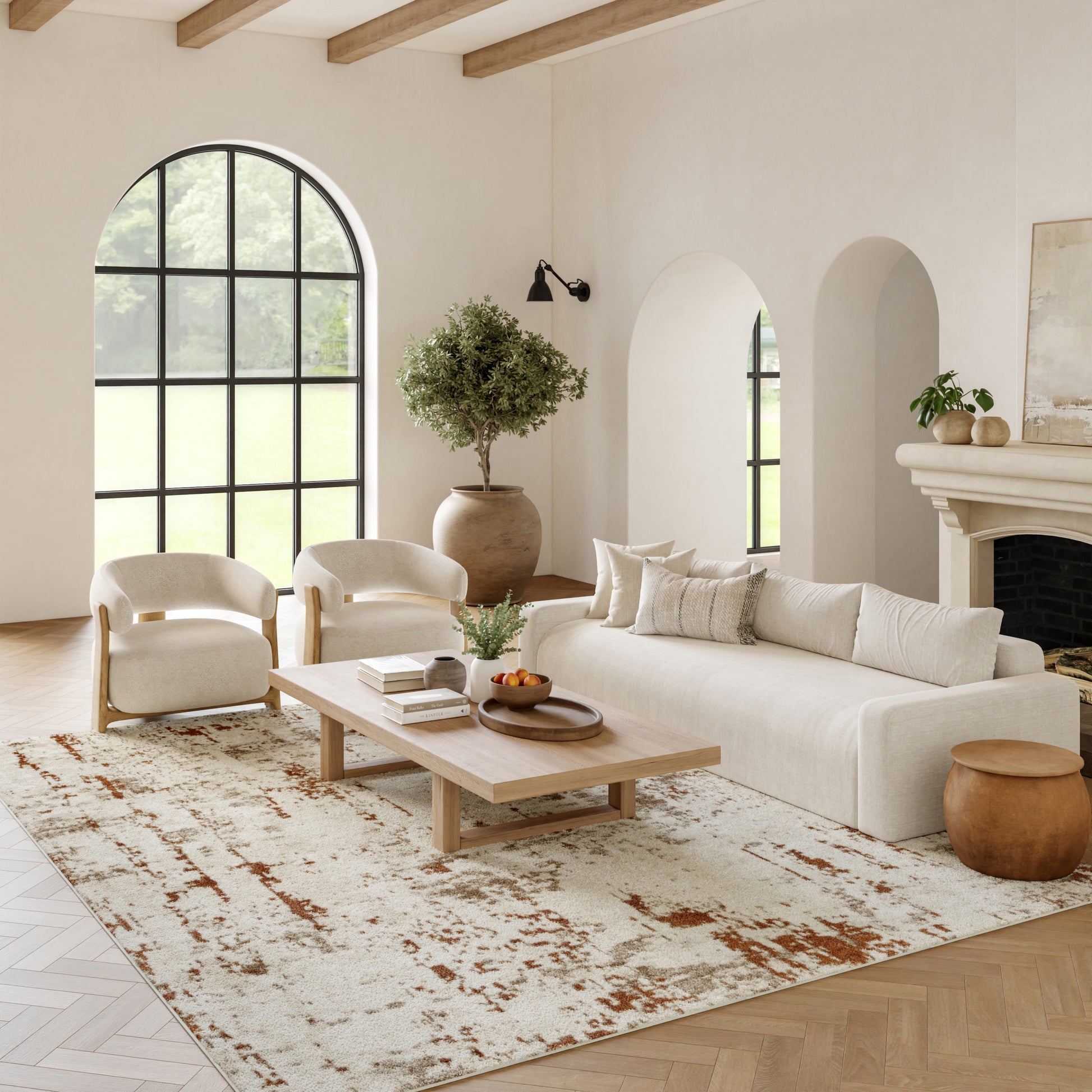 Nourison Home Quarry  Ivory Rust  Contemporary