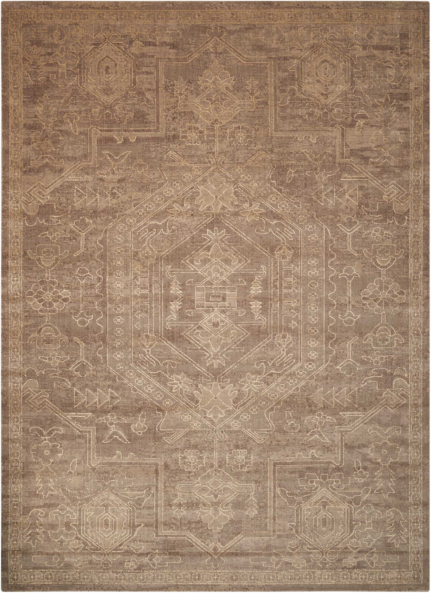 Nourison Home Silken Allure SLK15 Taupe Traditional Loomed Rug