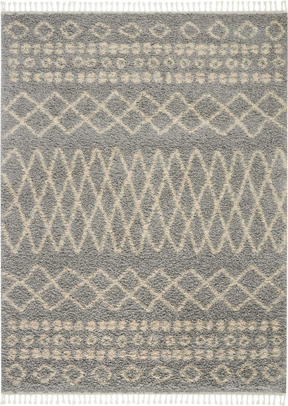 Nourison Home Moroccan Shag MRS02 Silver Transitional Power-loomed Rug