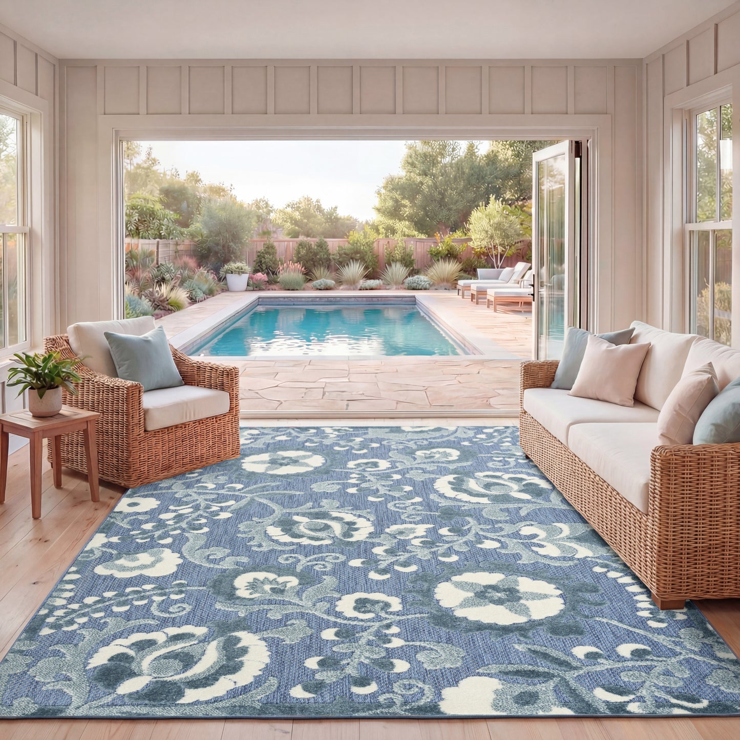 Nourison Home Aloha  Blue  Contemporary