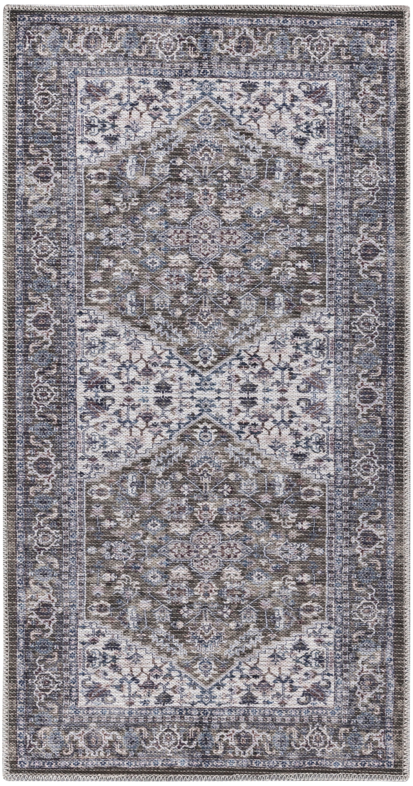 Nourison Home New Concept Washables SR104 Olive Ivory Traditional Machine Woven Rug