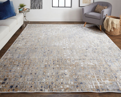 Feizy Laina 39G0F Beige Gray Mosaic Machine Woven Rug - Rugs - Feizy - Atlanta Designer Rugs