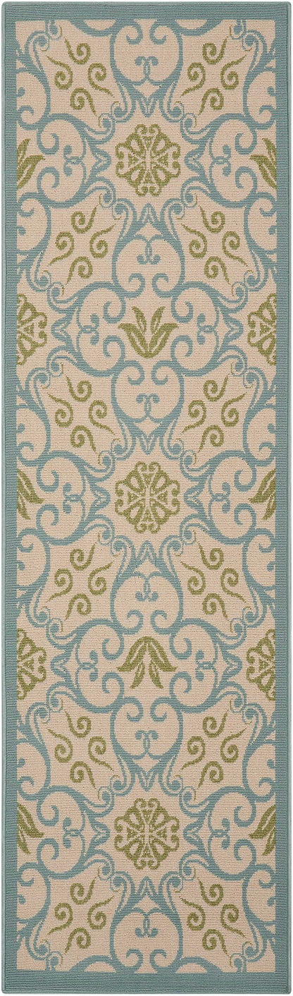 Nourison Home Caribbean CRB02 Ivory Blue Transitional Power-loomed Rug