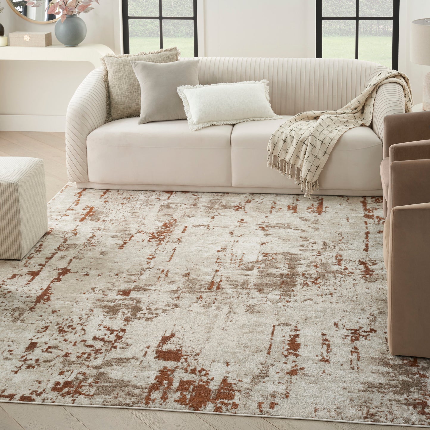 Nourison Home Quarry  Ivory Rust  Contemporary