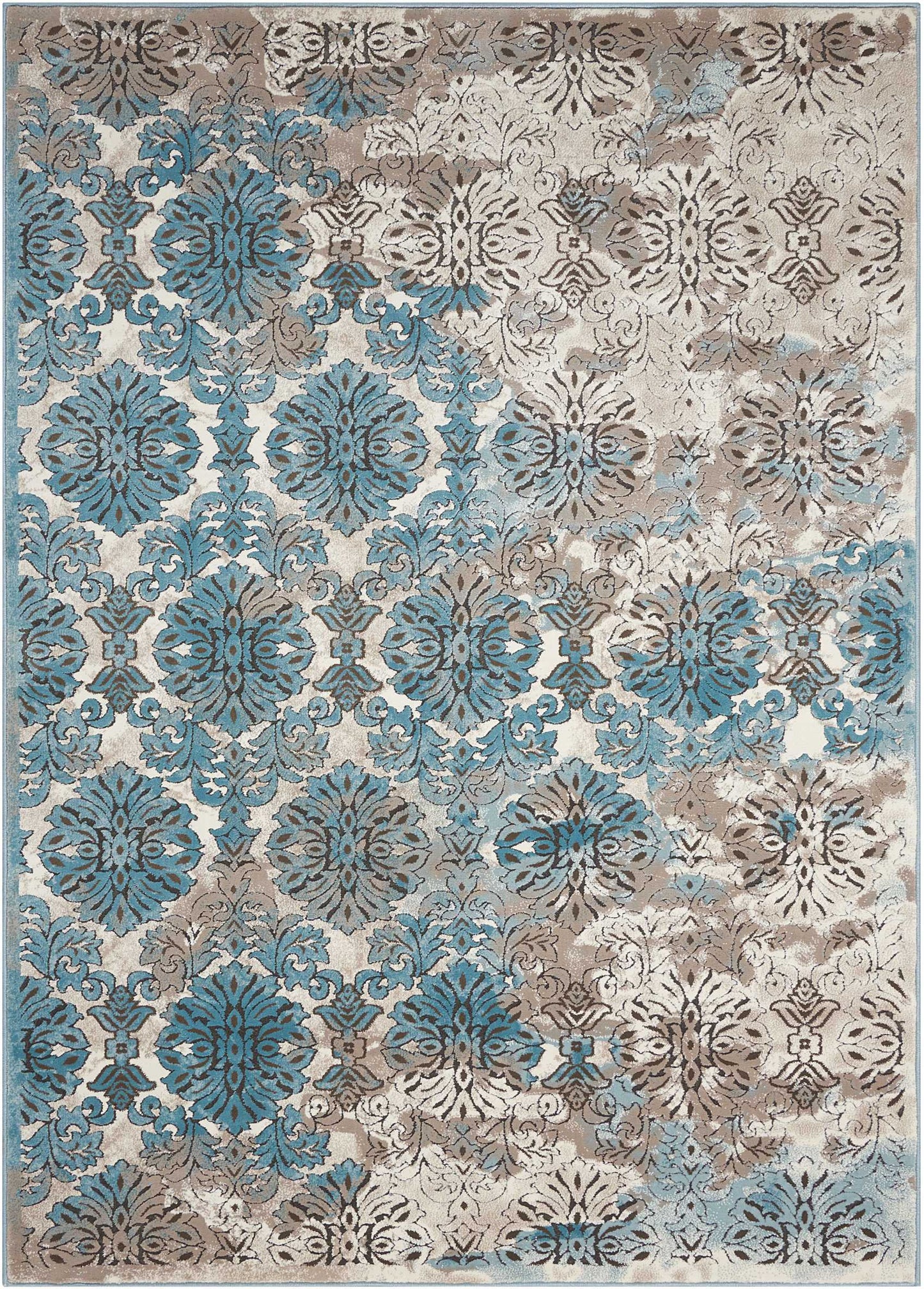 Nourison Home Karma KRM05 Ivory Blue Transitional Power-loomed Rug