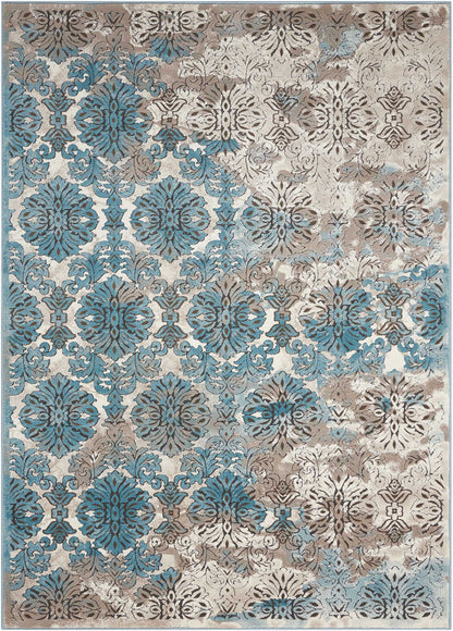 Nourison Home Karma KRM05 Ivory Blue Transitional Power-loomed Rug