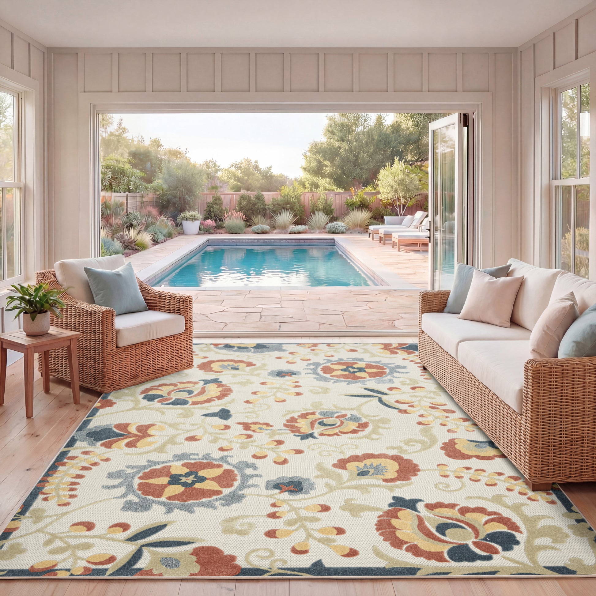 Nourison Home Aloha  Grey Multicolor  Contemporary