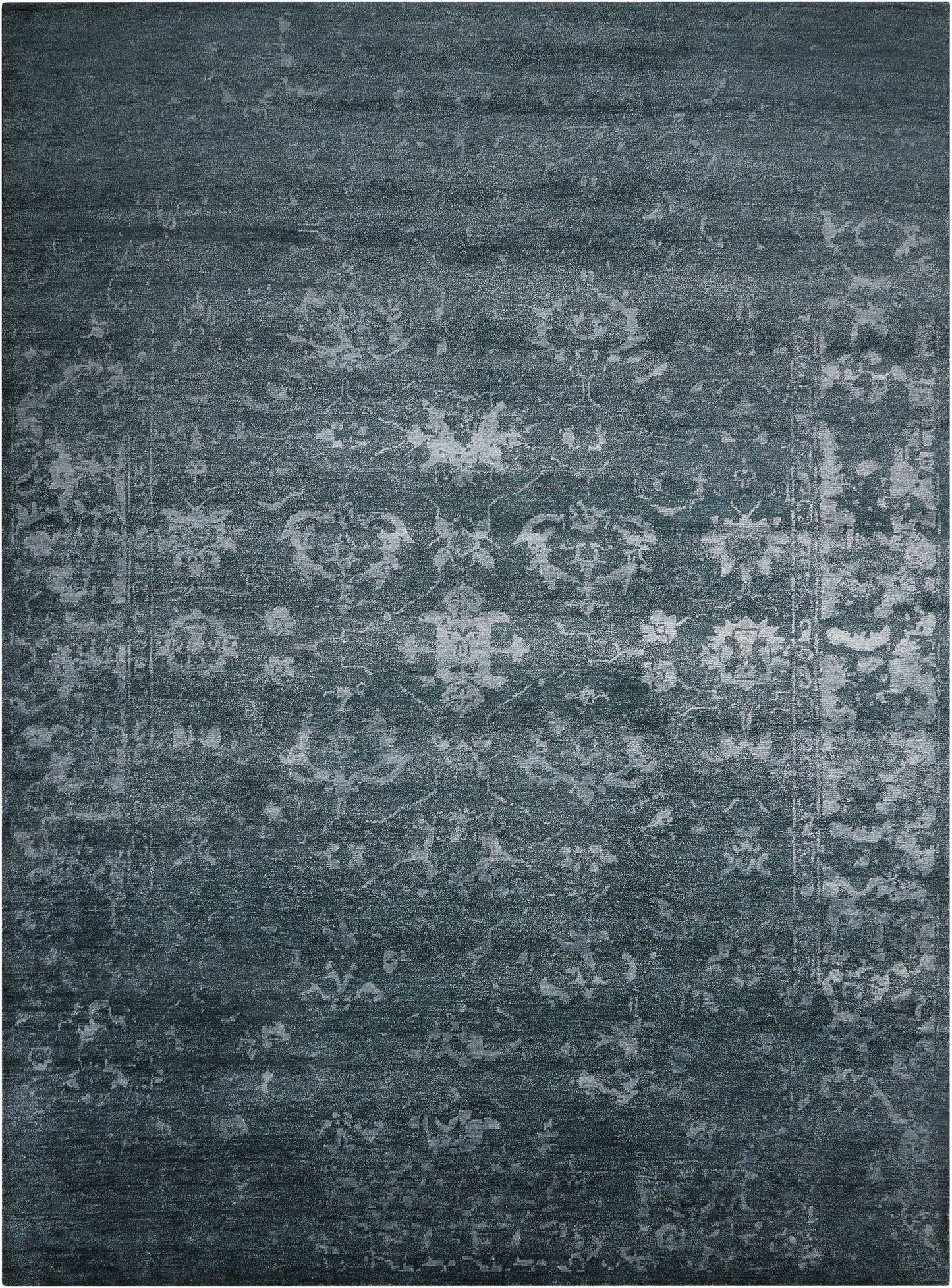 Nourison Home Silk Shadows SHA15 Blue Stone Transitional Hand Knotted Rug