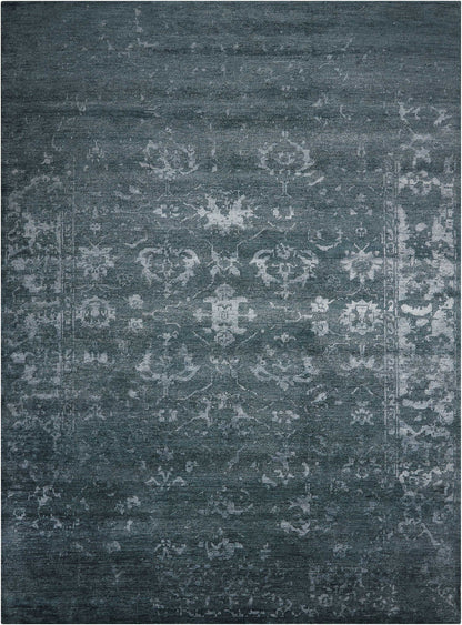 Nourison Home Silk Shadows SHA15 Blue Stone Transitional Hand Knotted Rug