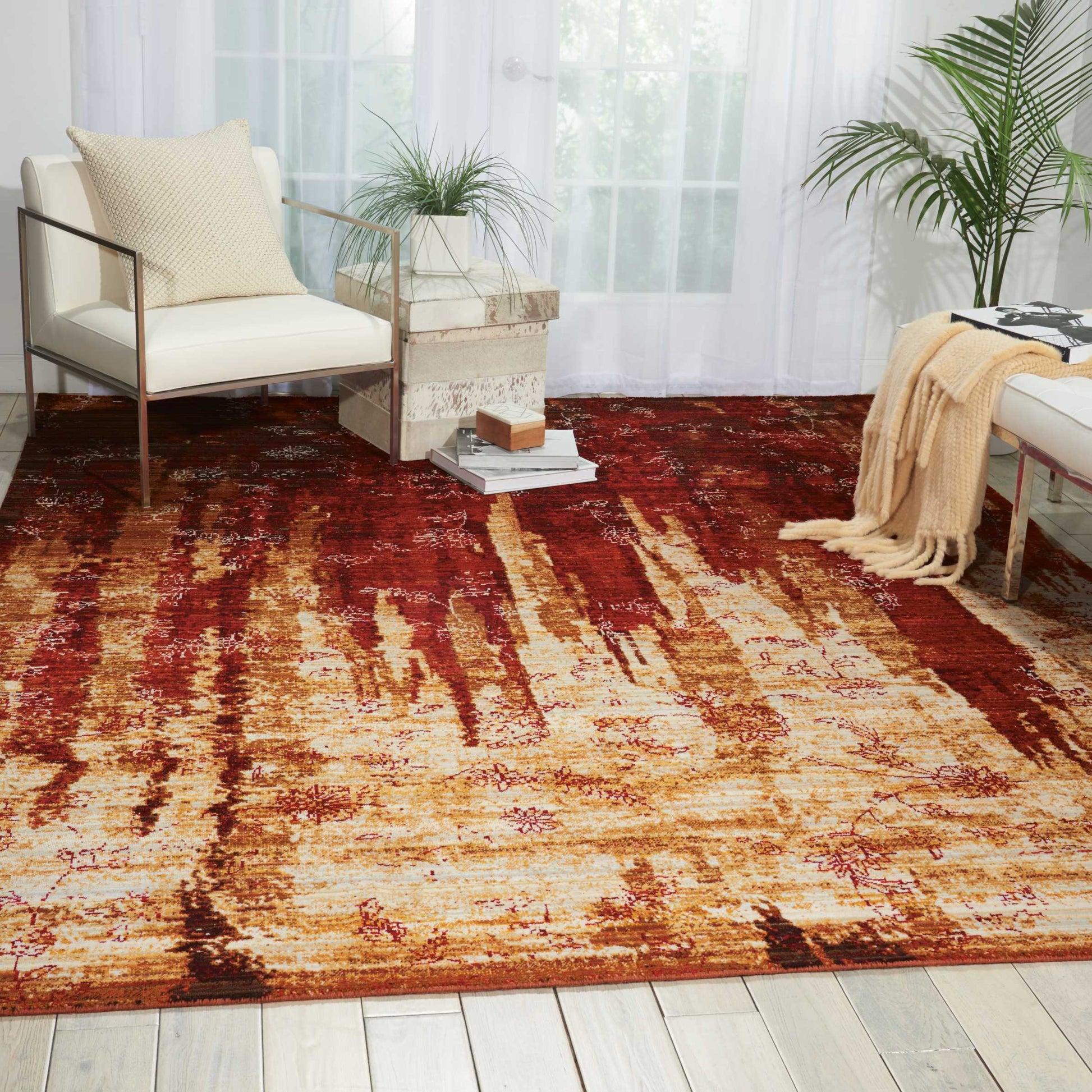 Nourison Home Rhapsody  Gold Garnet  Transitional