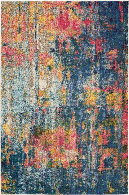 Nourison Home Celestial CES09 Blue Yellow Contemporary Power-loomed Rugs