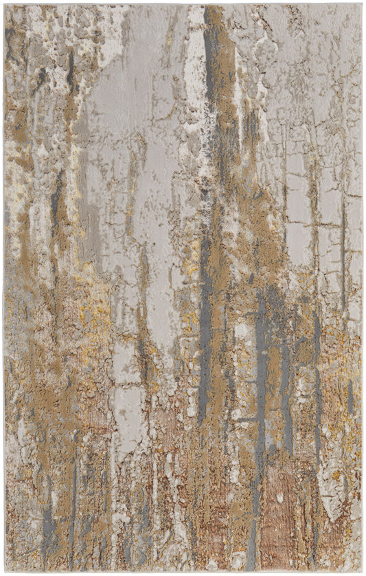 Feizy Aura 39LMF Gold Abstract Machine Woven Rug