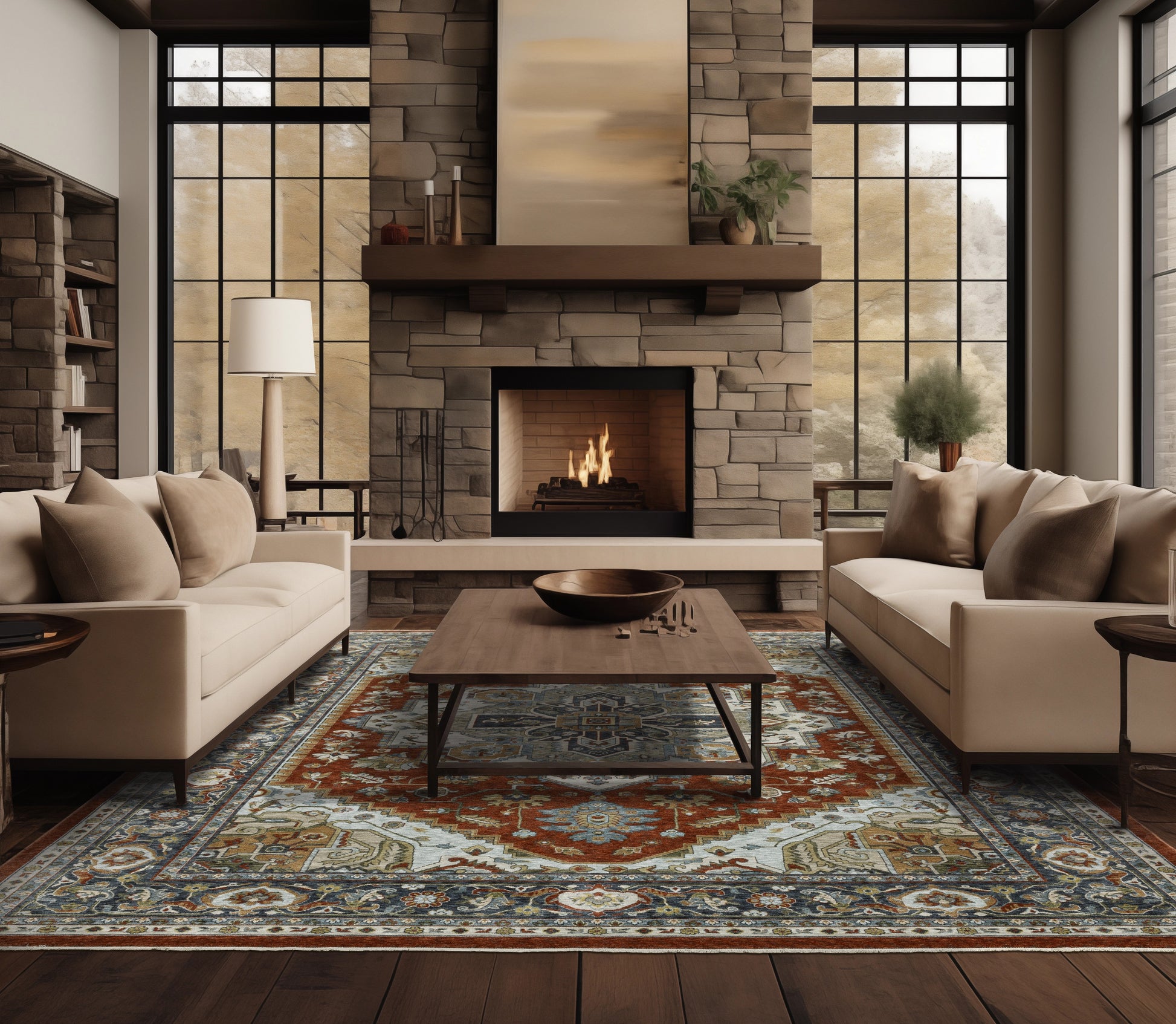 Oriental Weavers Aberdeen  Red Taupe Traditional