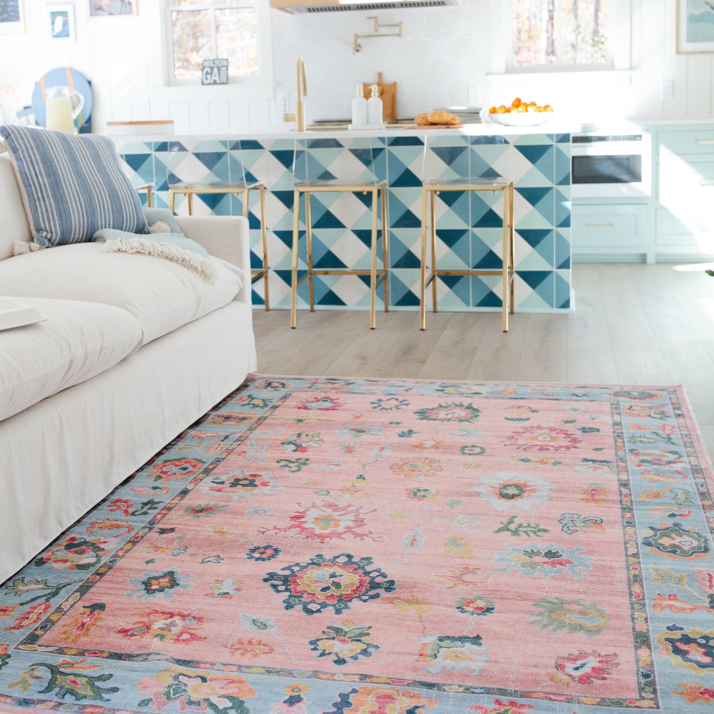 Oriental Weavers Addison  Pink Blue Traditional