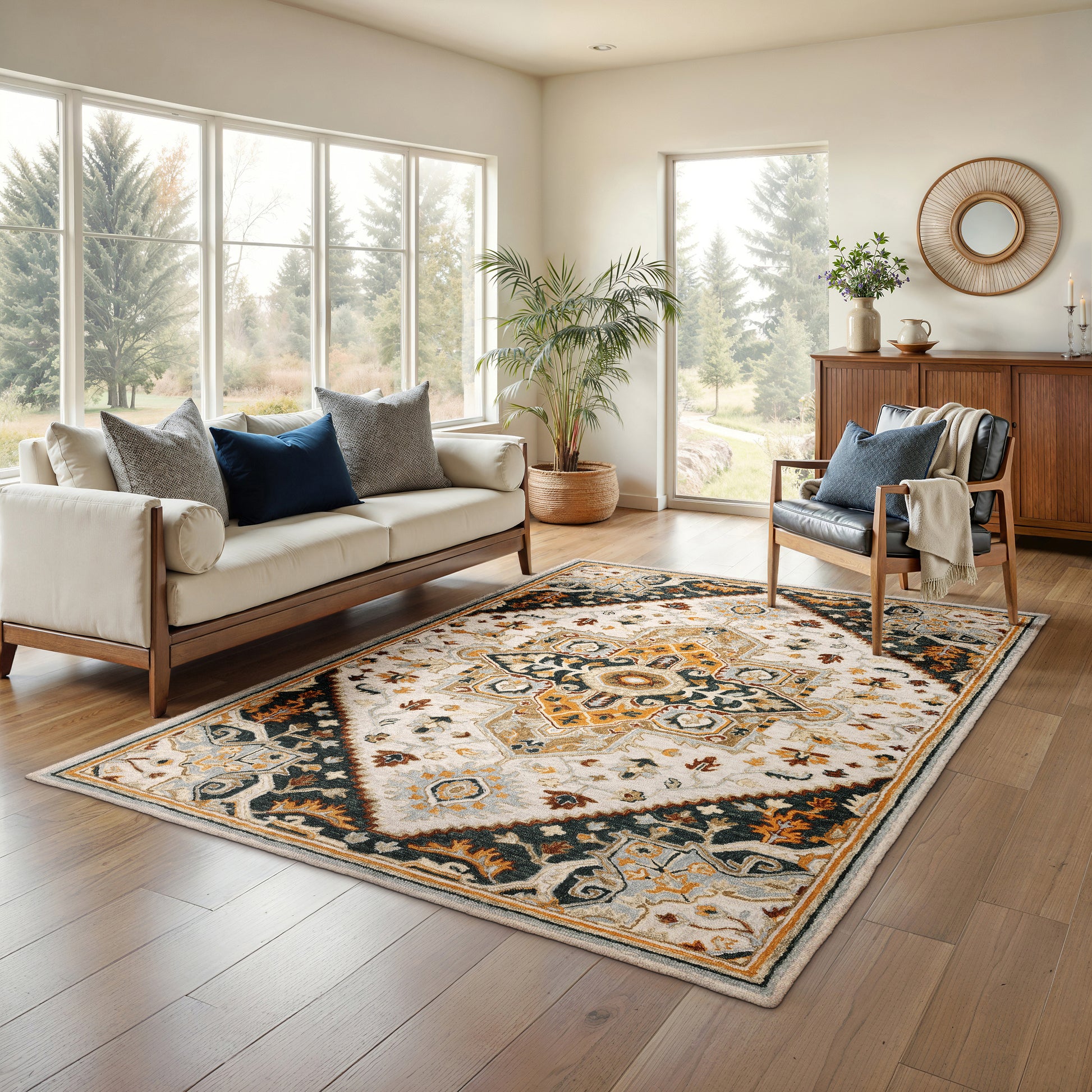 Oriental Weavers Alfresco  Ivory Charcoal Traditional