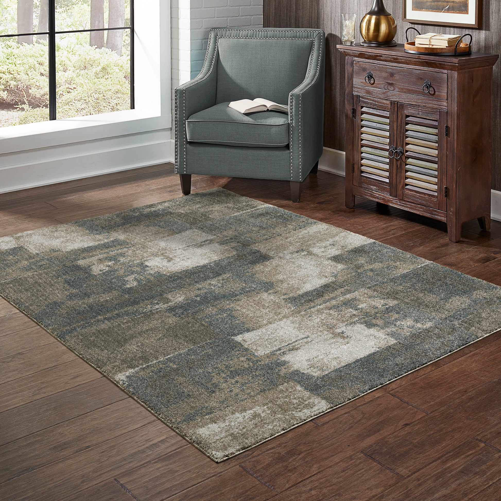 Oriental Weavers Alton  Teal Grey Modern & Contemporary