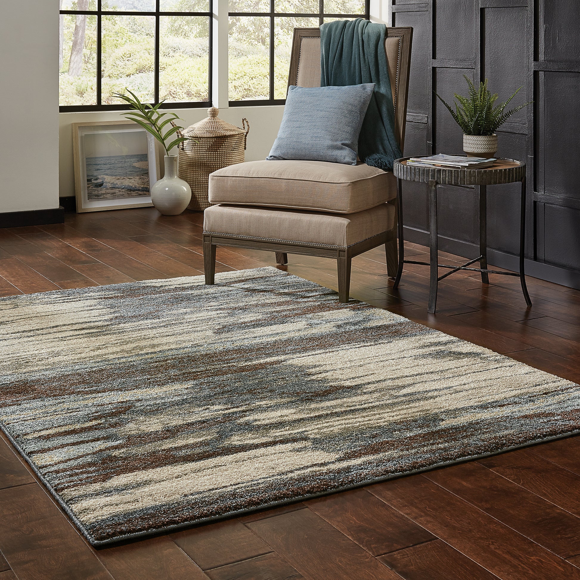 Oriental Weavers Carson  Blue Brown Industrial