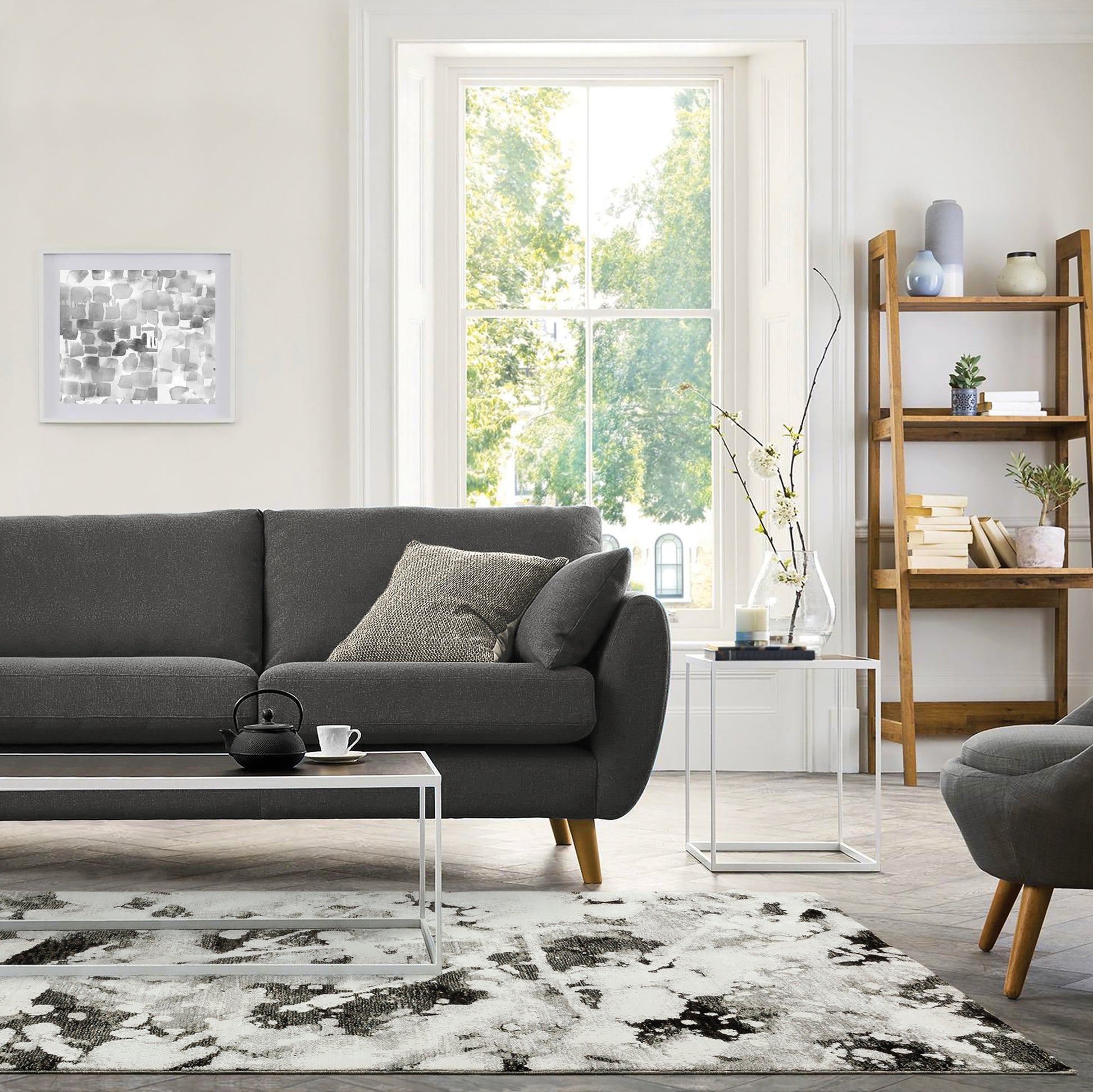 Oriental Weavers Evolution  Charcoal White Modern & Contemporary