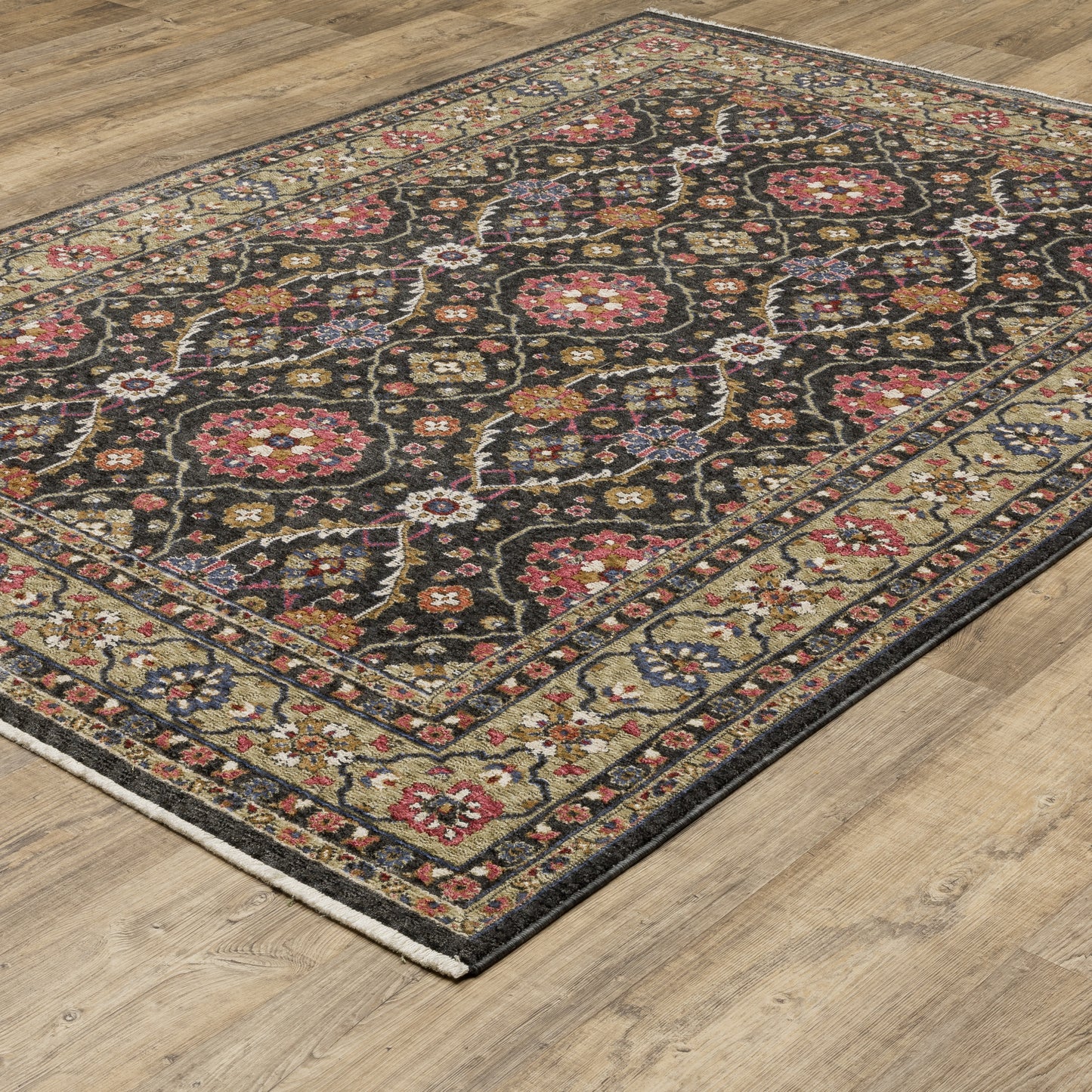 Oriental Weavers Hastings  Charcoal Pink Traditional