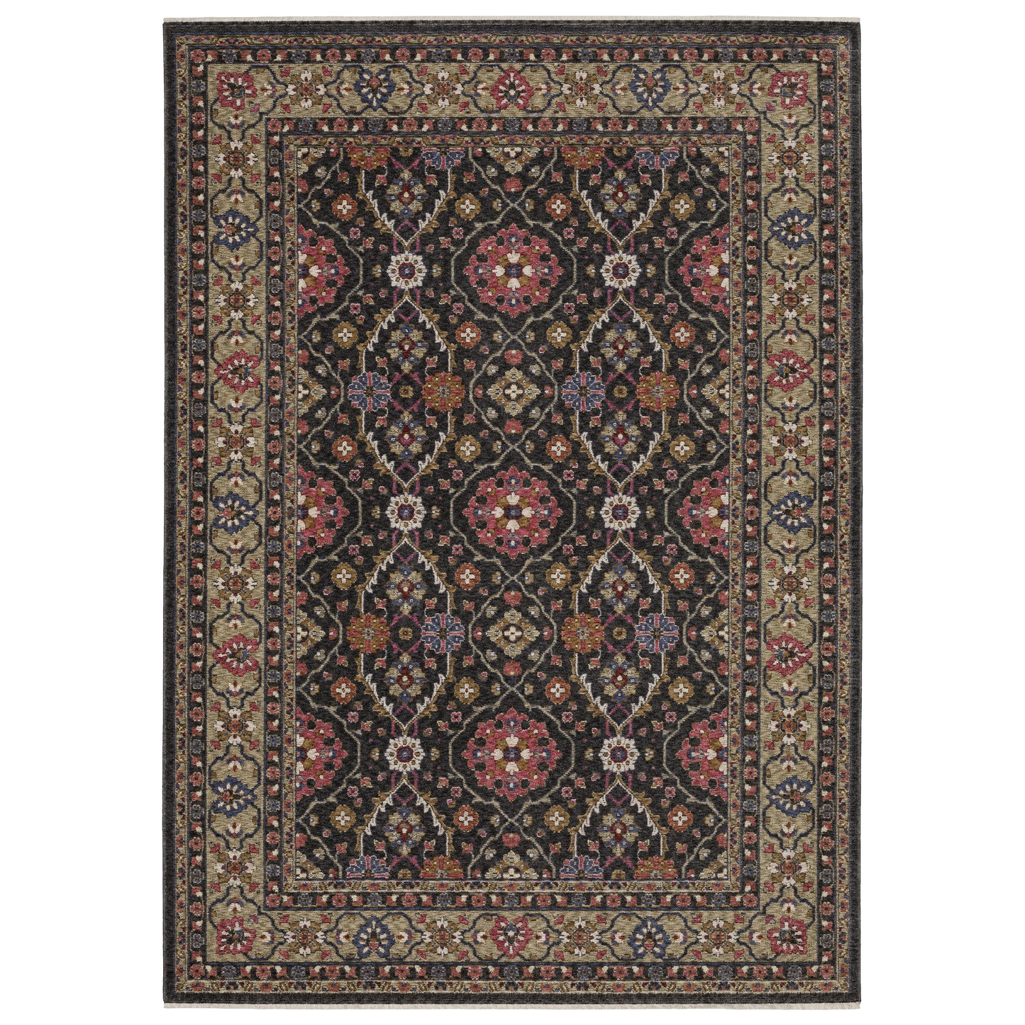 Oriental Weavers Hastings  Charcoal Pink Traditional