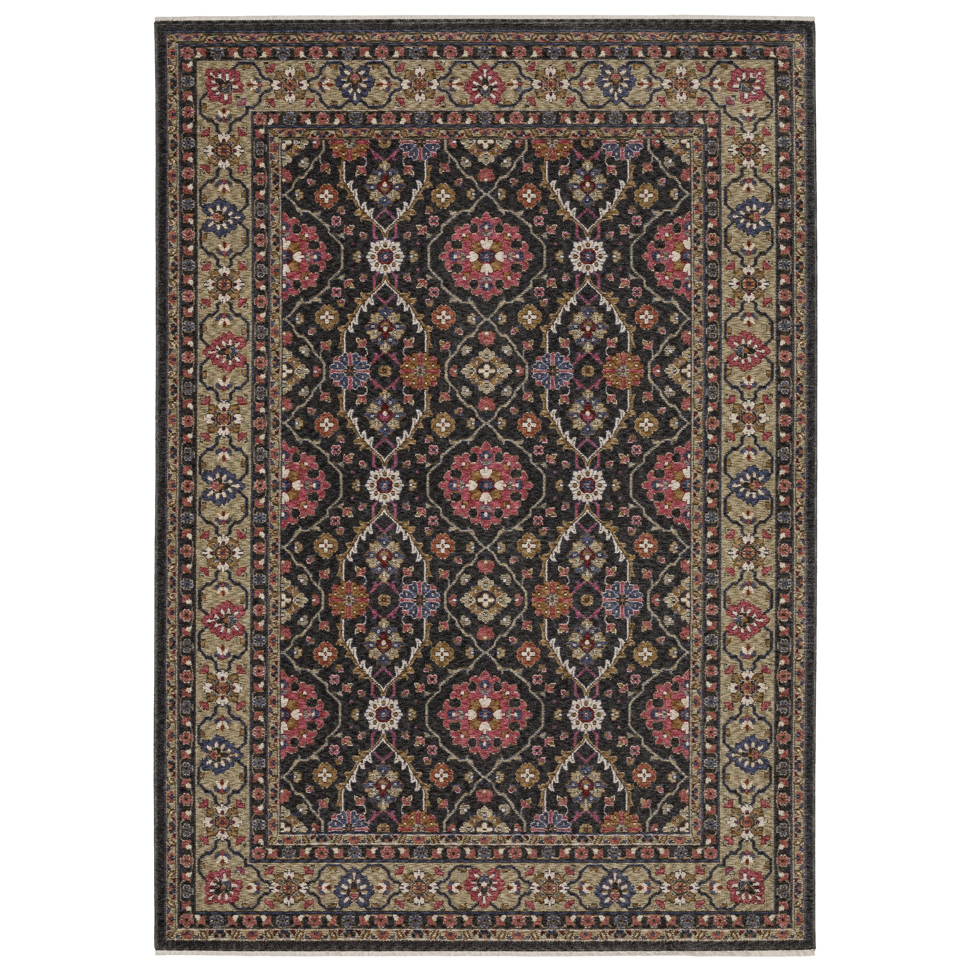 Oriental Weavers Hastings  Charcoal Pink Traditional
