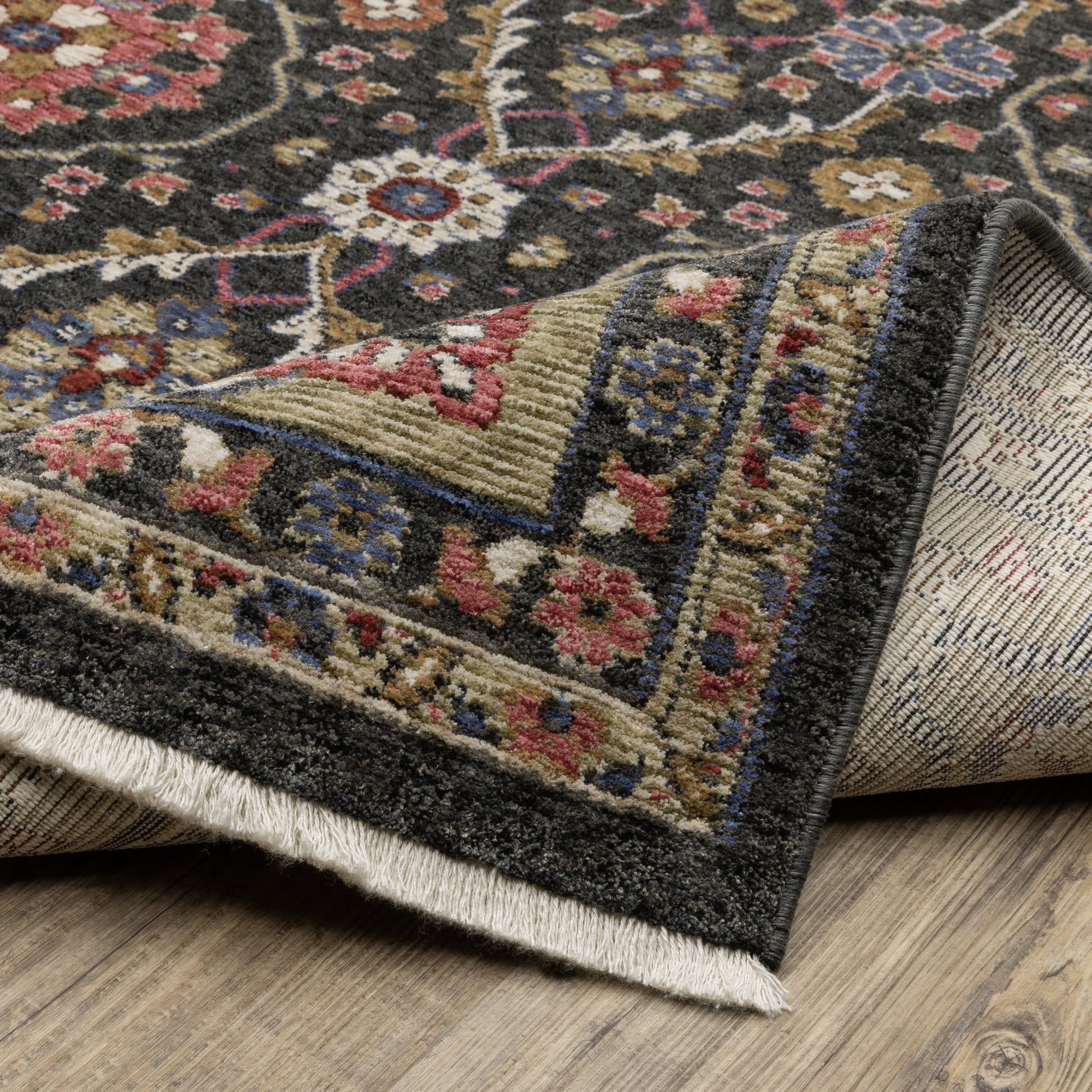 Oriental Weavers Hastings  Charcoal Pink Traditional