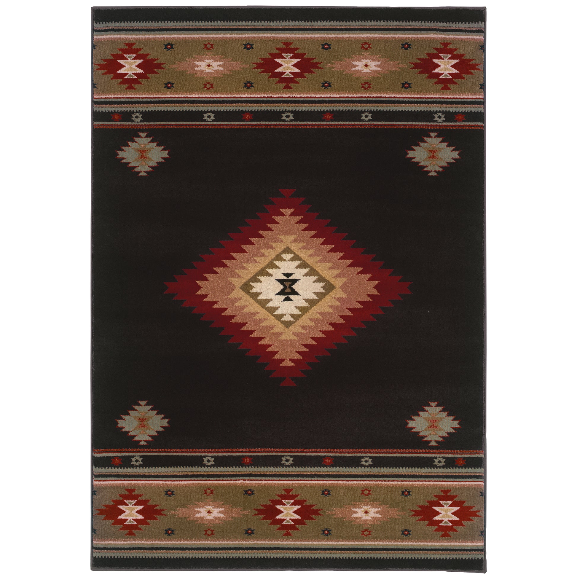 Oriental Weavers Hudson  Black Green Southwestern