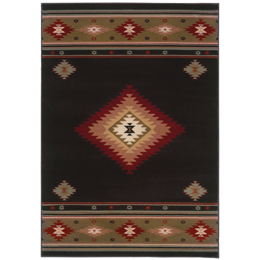 Oriental Weavers Hudson  Black Green Southwestern