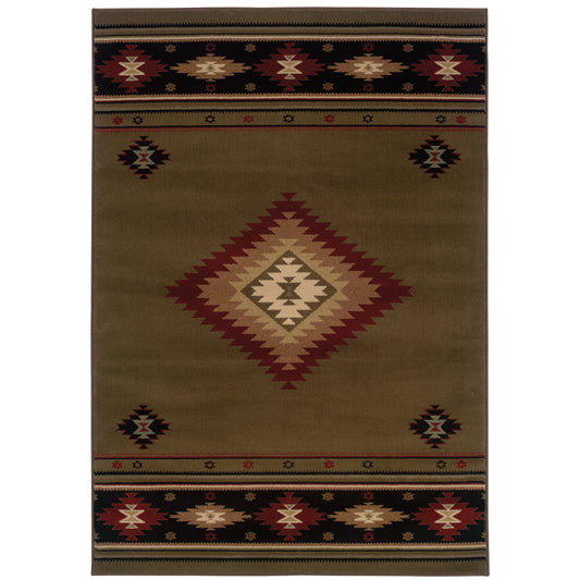 Oriental Weavers Hudson  Green Red Southwestern