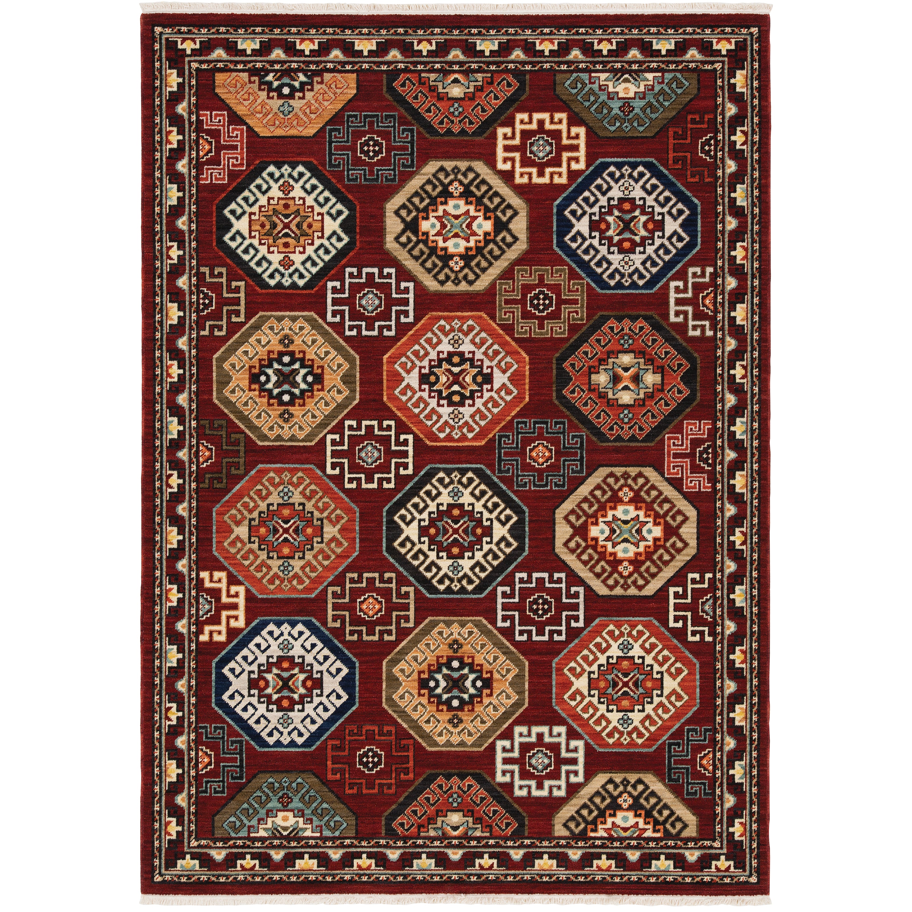 Oriental Weavers Lilihan 091R6 Red Blue Traditional Axminster Loomed R ...