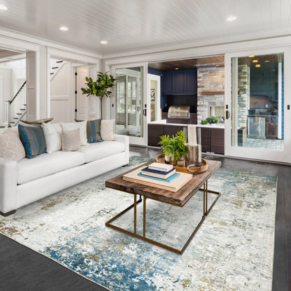 Oriental Weavers Malibu  Ivory Blue Modern & Contemporary