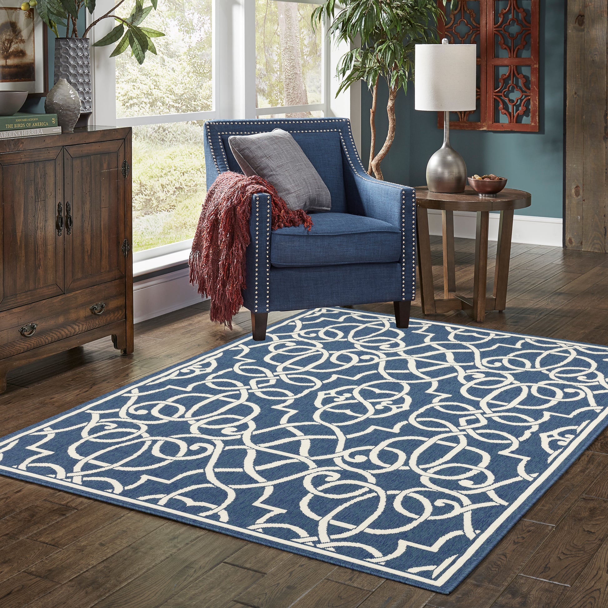 Oriental Weavers Meridian  Navy Ivory Moroccan