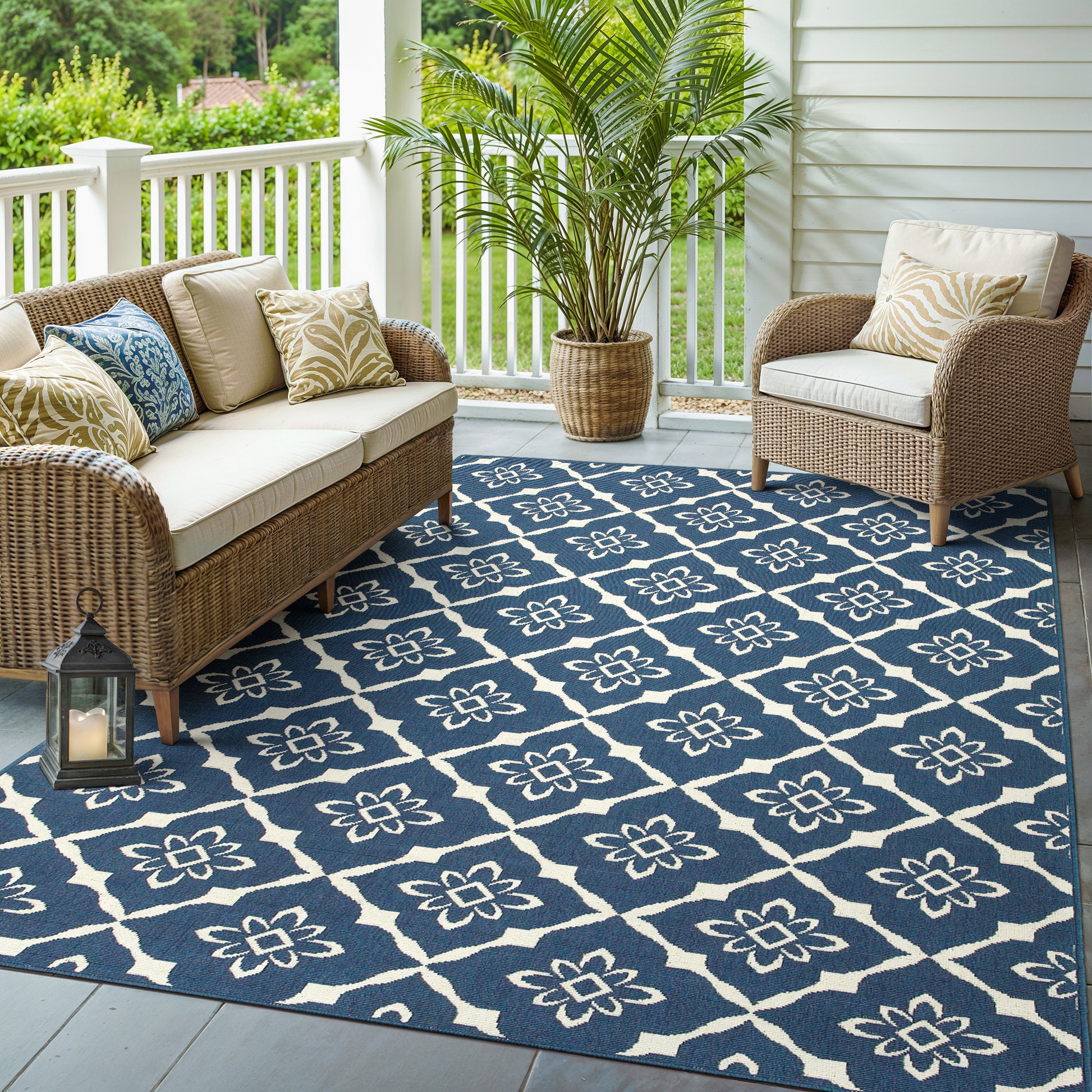 Oriental Weavers Meridian  Navy Ivory Moroccan