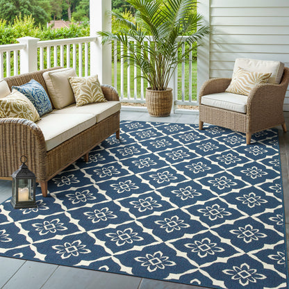 Oriental Weavers Meridian  Navy Ivory Moroccan