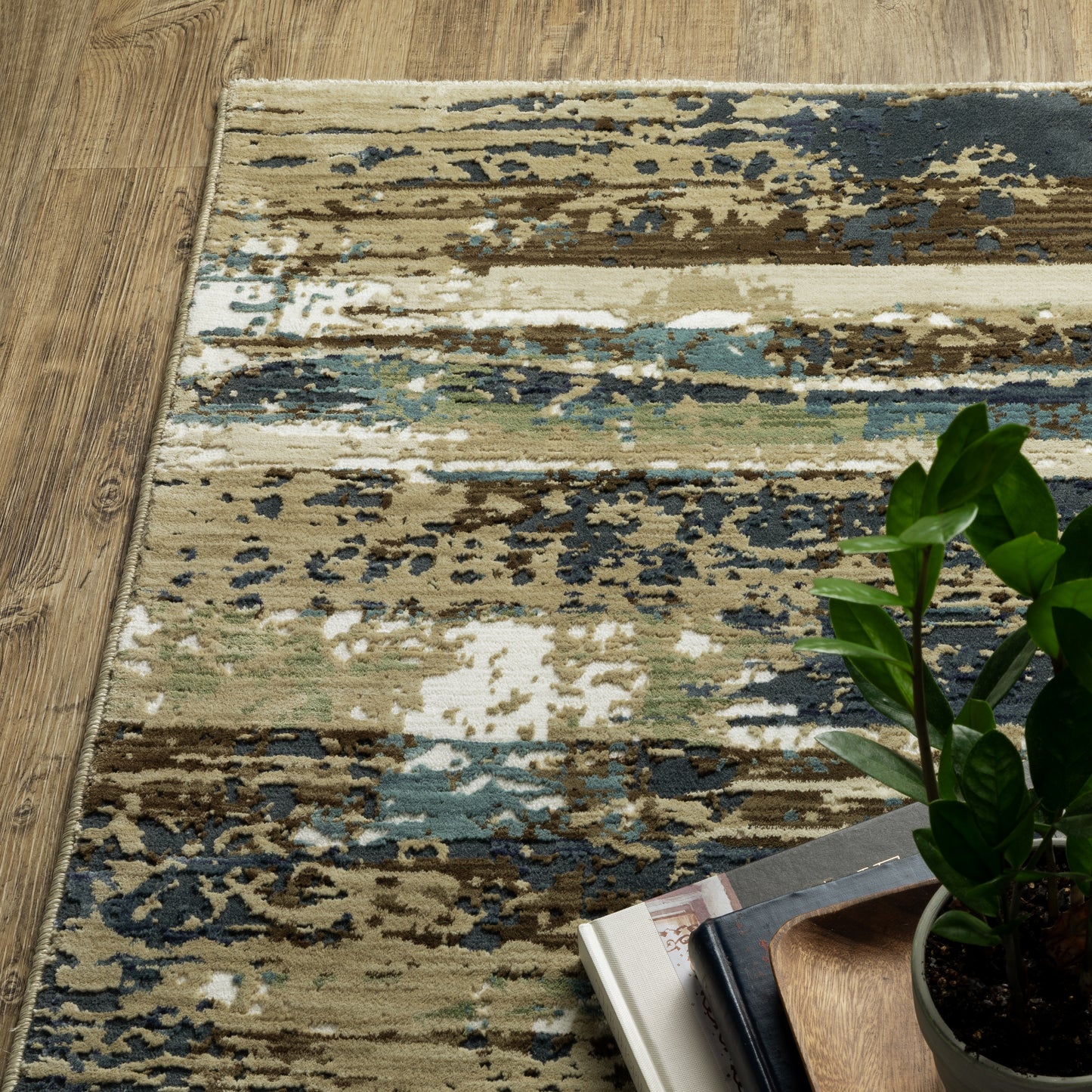 Oriental Weavers Reed  Beige Blue Modern & Contemporary