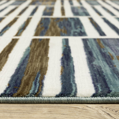 Oriental Weavers Reed  Ivory Blue Modern & Contemporary