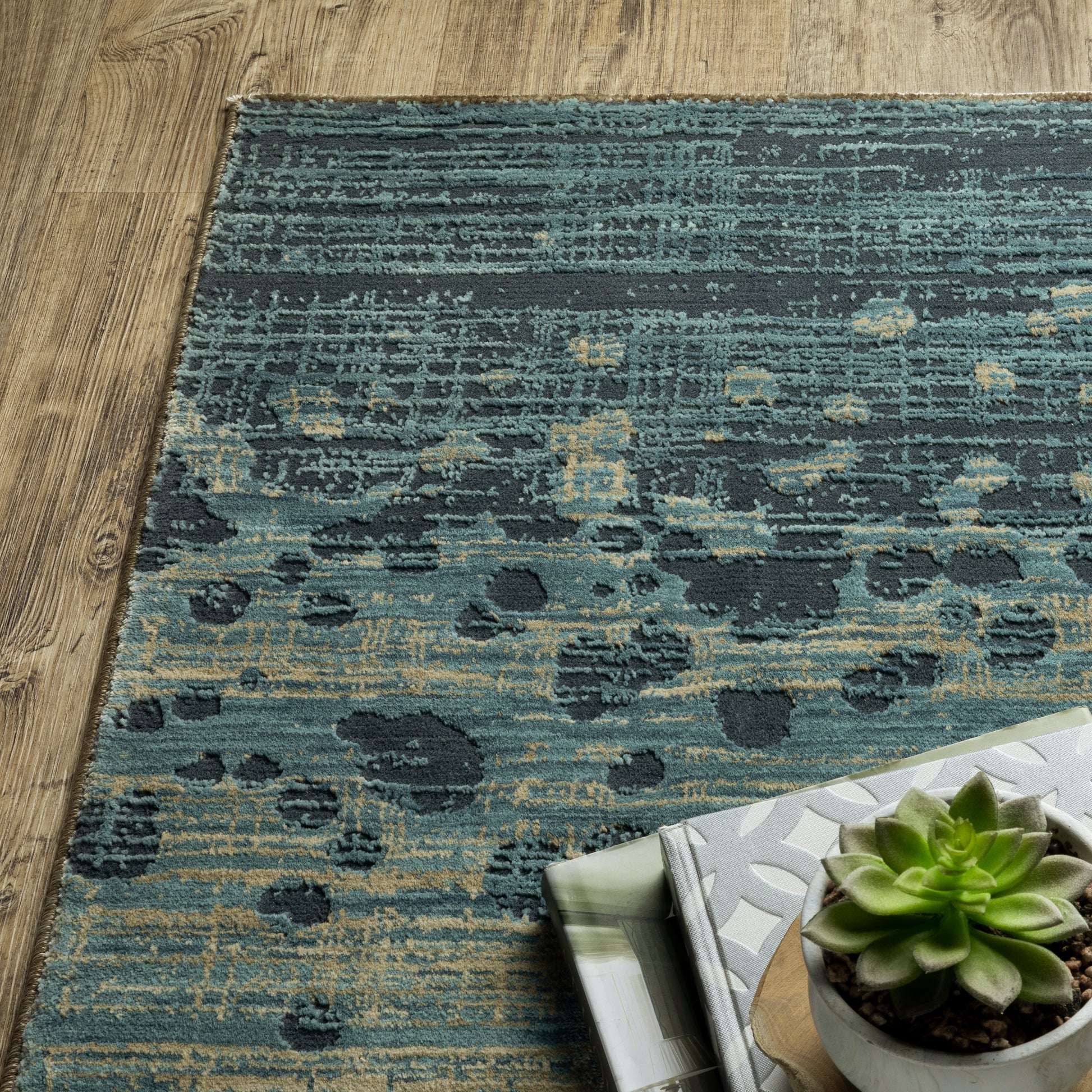 Oriental Weavers Reed  Blue Brown Modern & Contemporary