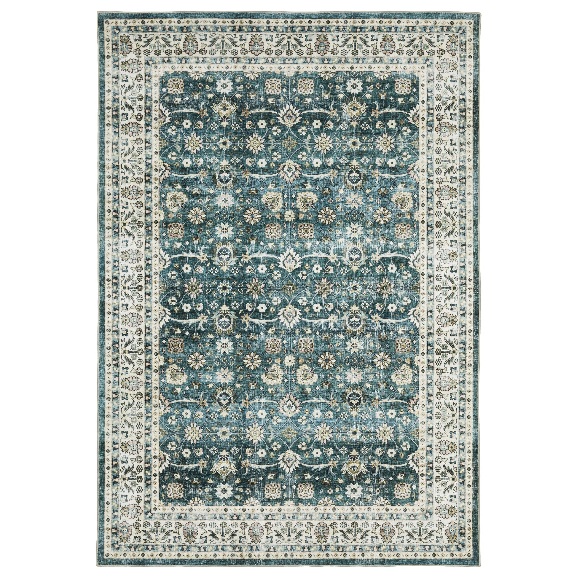 Oriental Weavers Sumter  Teal Ivory Traditional