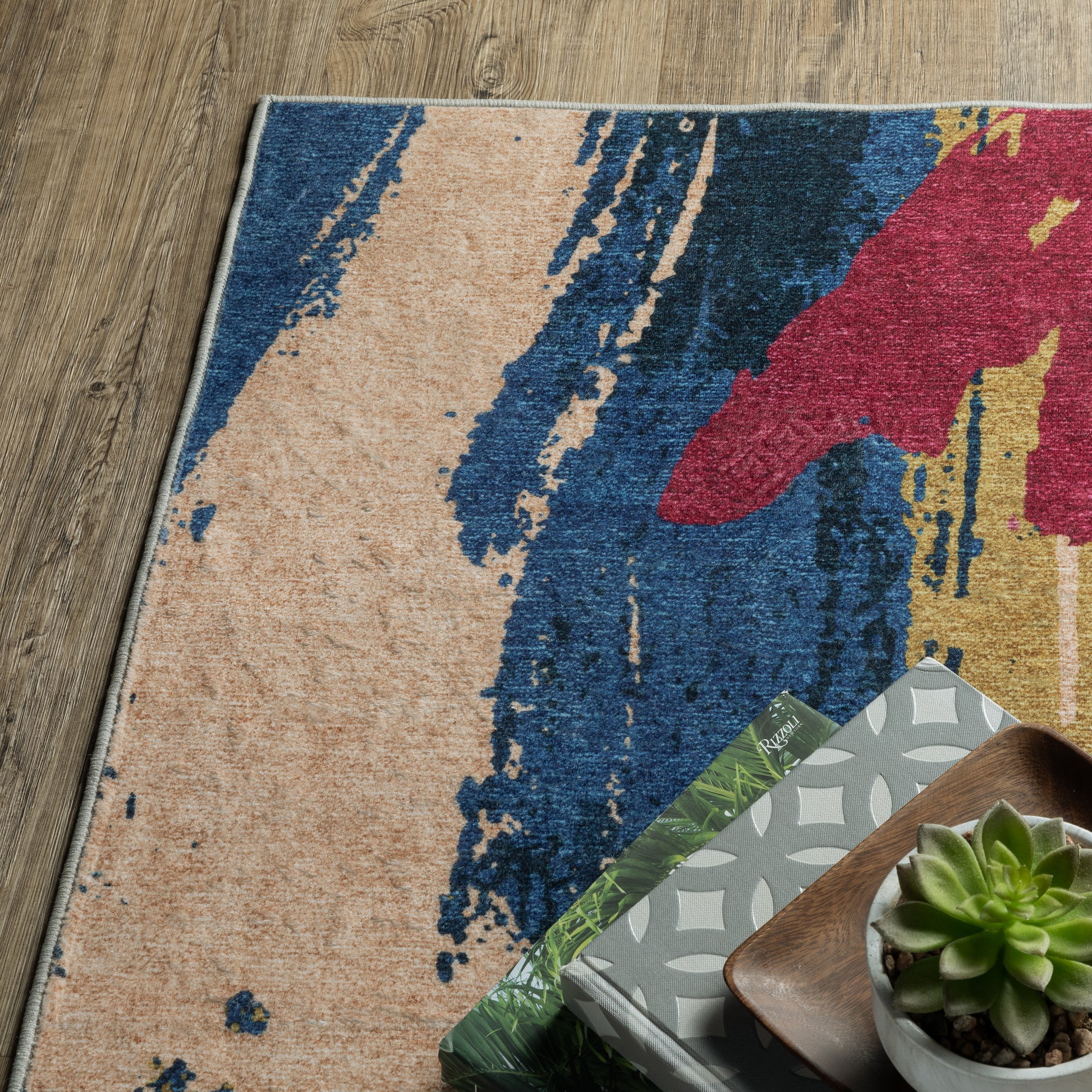 Oriental Weavers Sumter  Blue Gold Modern & Contemporary