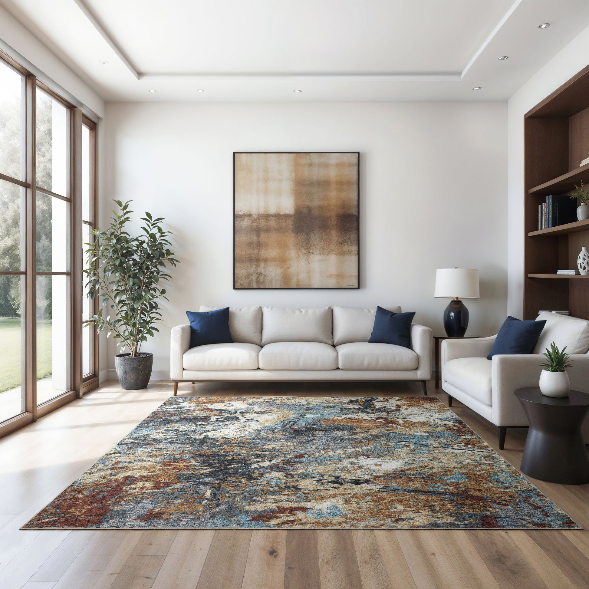 Oriental Weavers Sumter  Blue Rust Modern & Contemporary