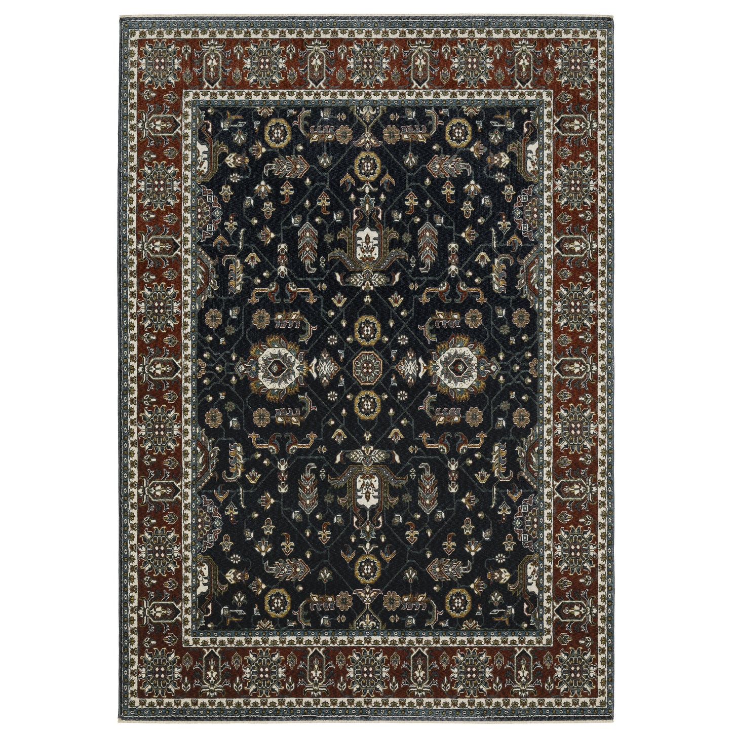 Oriental Weavers Vivian  Navy Rust Traditional