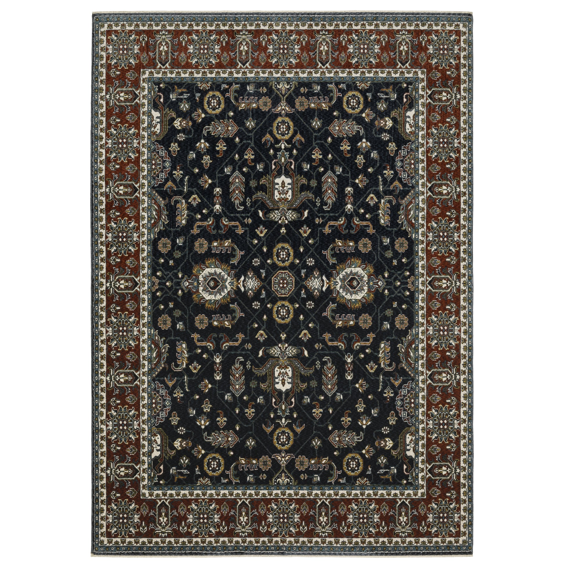 Oriental Weavers Vivian  Navy Rust Traditional
