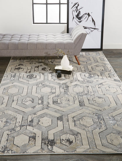 Feizy Micah 3046F Beige Gray Modern/Luxury & Glam/Industria Machine Woven Rug - Rugs - Feizy - Atlanta Designer Rugs