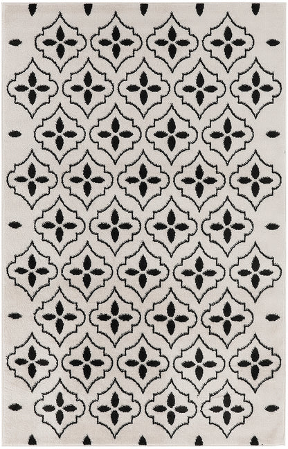Nourison Home Nourison Essentials NRE04 Ivory Black Contemporary Power-loomed Rug