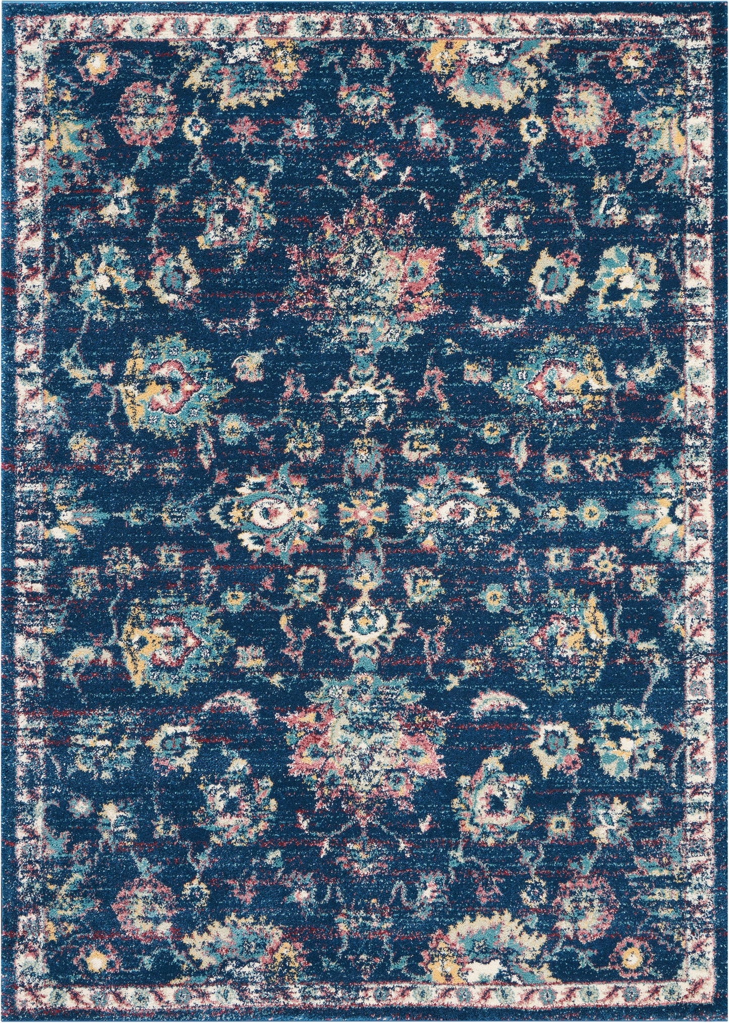 Nourison Home Fusion FSS15 Navy Pink Traditional Power-loomed Rug
