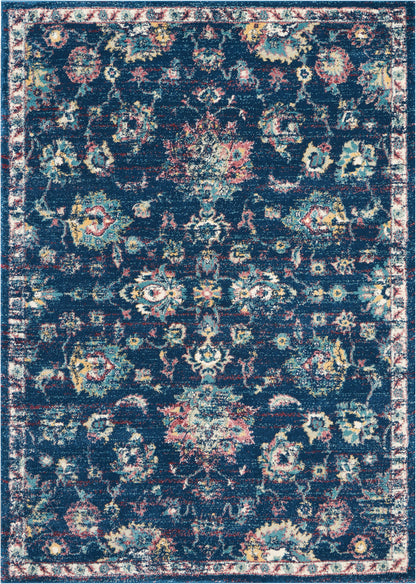 Nourison Home Fusion FSS15 Navy Pink Traditional Power-loomed Rug