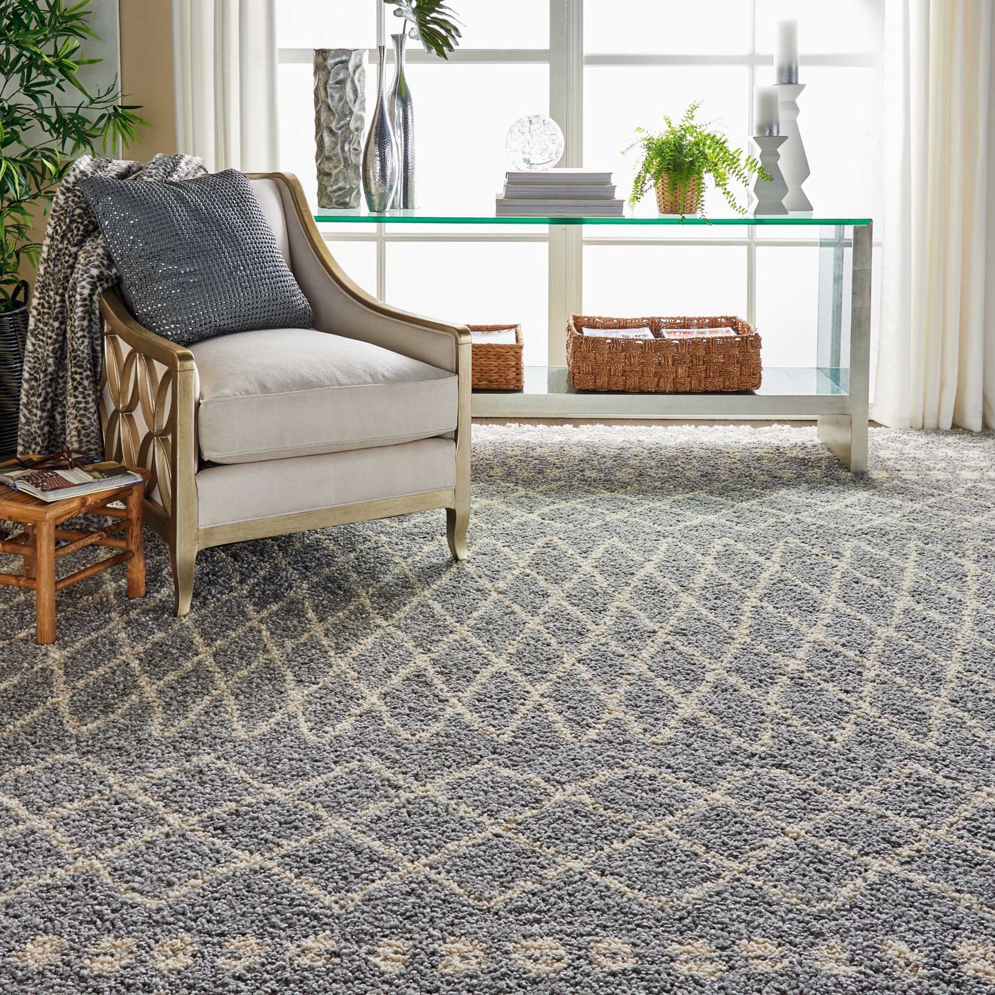 Nourison Home Moroccan Shag  Silver  Transitional