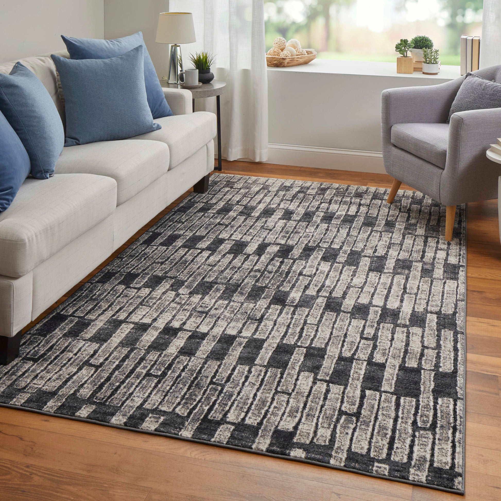 Feizy Rugs Kano 39LKF Charcoal Transitional/Industrial  Rug