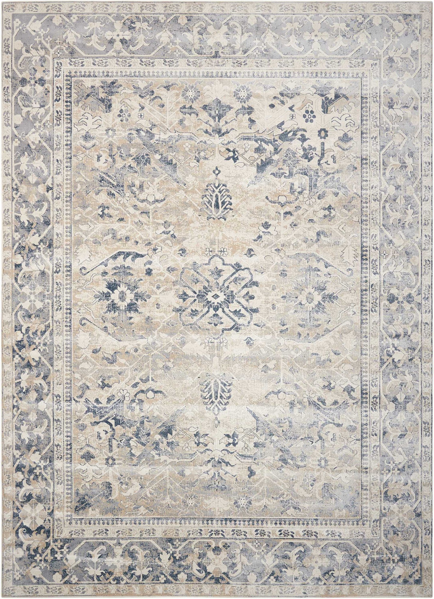 Nourison Home Malta MAI05 Ivory Blue Traditional Power-loomed Rug
